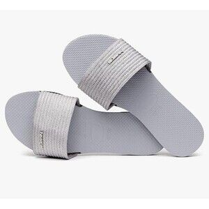 Havaianas You Malta Metallic Slice Sandals In Ice Grey Sz 11/12 New